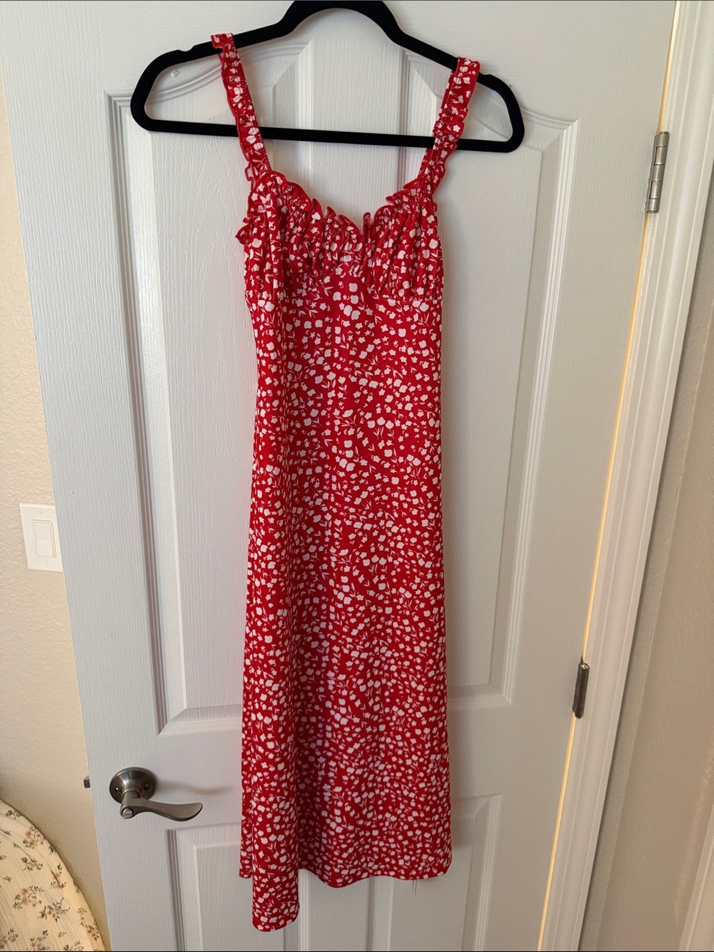 NWT Commense Red White Floral Midi Sundress